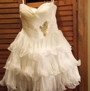 White flirty strapless party dress